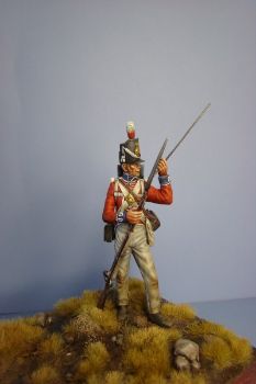 Front Grenadier Guard Private - Standing Loading, Battle of Waterloo 1815 - 75mm figure fine scale model kit produced by Hawk Miniatures