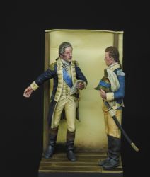 General George Washington talking to Major Benjamin Tallmadge, about the Culper Spy Ring, 1778 a 75mm figure fine scale model kit produced by Hawk Miniatures