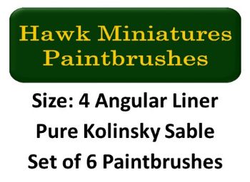 Kolinsky Sable Paintbrush Set Size 4 (Set of 6 Flat Angular Liner)