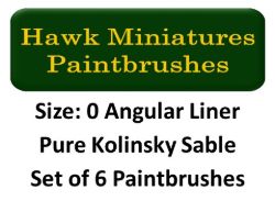 Kolinsky Sable Paintbrush Set Size 0 (Set of 6 Flat Angular Liner)