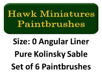 Kolinsky Sable Paintbrush Set Size 0 (Set of 6 Flat Angular Liner)
