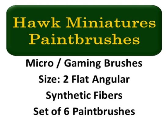 Micro Gaming Paintbrush Set Size 2 (Set of 6 Flat Angular)
