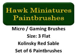 Micro/Gaming Paintbrushes Flat Size 3 (Set of 6)